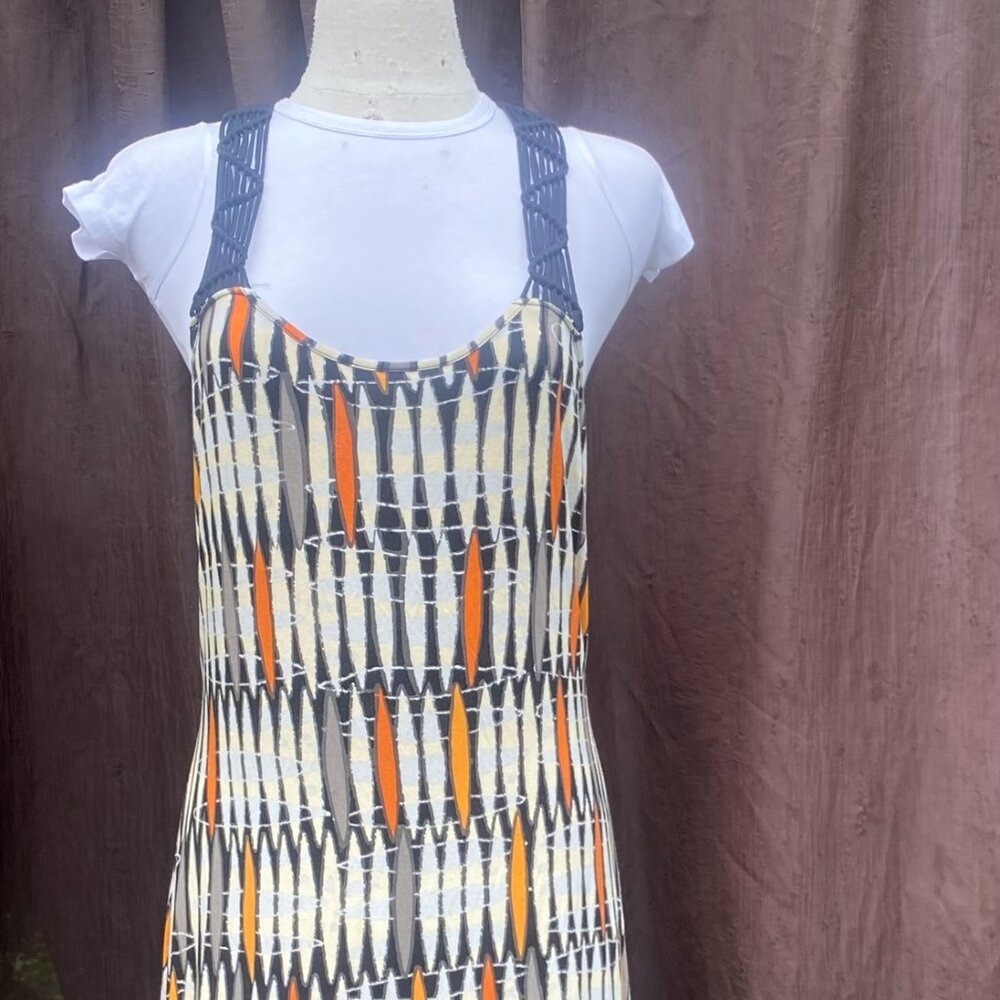 Point Zero Geometric Surf Y-Back Macrame Strap Maxi Dress - Size L